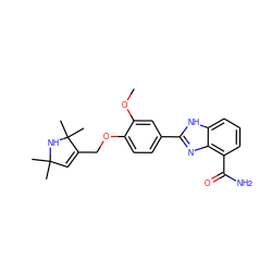 COc1cc(-c2nc3c(C(N)=O)cccc3[nH]2)ccc1OCC1=CC(C)(C)NC1(C)C ZINC000034046627