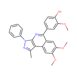 COc1cc(-c2nc3c(c(C)nn3-c3ccccc3)c3cc(OC)c(OC)cc23)ccc1O ZINC000013120173