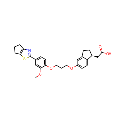 COc1cc(-c2nc3c(s2)CCC3)ccc1OCCCOc1ccc2c(c1)CC[C@H]2CC(=O)O ZINC000014977150