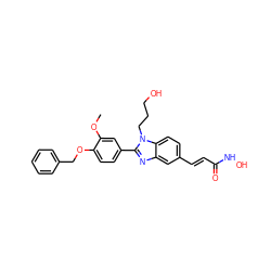 COc1cc(-c2nc3cc(/C=C/C(=O)NO)ccc3n2CCCO)ccc1OCc1ccccc1 ZINC000136135193