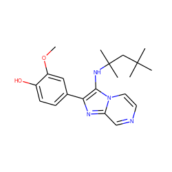 COc1cc(-c2nc3cnccn3c2NC(C)(C)CC(C)(C)C)ccc1O ZINC000012480897