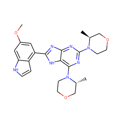 COc1cc(-c2nc3nc(N4CCOC[C@@H]4C)nc(N4CCOC[C@H]4C)c3[nH]2)c2cc[nH]c2c1 ZINC000207102677