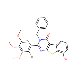COc1cc(-c2nc3sc4c(O)cccc4c3c(=O)n2Cc2ccccc2)c(Br)c(OC)c1OC ZINC000066105133