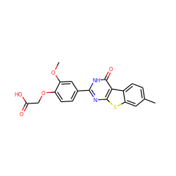 COc1cc(-c2nc3sc4cc(C)ccc4c3c(=O)[nH]2)ccc1OCC(=O)O ZINC000045358857