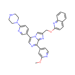 COc1cc(-c2ncc(-c3ccc(N4CCNCC4)nc3)n3cc(COc4ccc5ccccc5n4)nc23)ccn1 ZINC001772593751