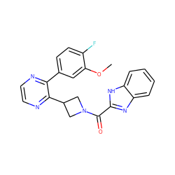 COc1cc(-c2nccnc2C2CN(C(=O)c3nc4ccccc4[nH]3)C2)ccc1F ZINC000146350394