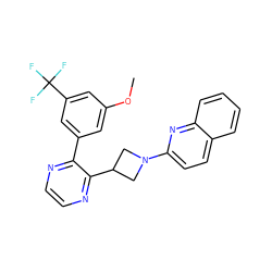 COc1cc(-c2nccnc2C2CN(c3ccc4ccccc4n3)C2)cc(C(F)(F)F)c1 ZINC000169166473