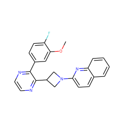 COc1cc(-c2nccnc2C2CN(c3ccc4ccccc4n3)C2)ccc1F ZINC000140118318