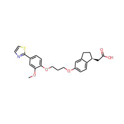 COc1cc(-c2nccs2)ccc1OCCCOc1ccc2c(c1)CC[C@H]2CC(=O)O ZINC000014977108