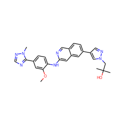 COc1cc(-c2ncnn2C)ccc1Nc1cc2cc(-c3cnn(CC(C)(C)O)c3)ccc2cn1 ZINC000207771293