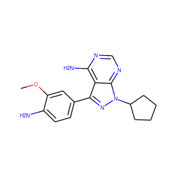 COc1cc(-c2nn(C3CCCC3)c3ncnc(N)c23)ccc1N ZINC000008581993