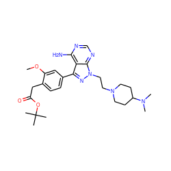 COc1cc(-c2nn(CCN3CCC(N(C)C)CC3)c3ncnc(N)c23)ccc1CC(=O)OC(C)(C)C ZINC000653871491