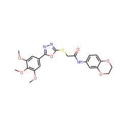 COc1cc(-c2nnc(SCC(=O)Nc3ccc4c(c3)OCCO4)o2)cc(OC)c1OC ZINC000008672168