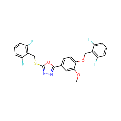 COc1cc(-c2nnc(SCc3c(F)cccc3F)o2)ccc1OCc1c(F)cccc1F ZINC000084688930