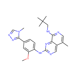 COc1cc(-c2nncn2C)ccc1Nc1ncc2c(C)cnc(NCC(C)(C)C)c2n1 ZINC000224071633