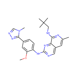 COc1cc(-c2nncn2C)ccc1Nc1ncc2cc(C)nc(NCC(C)(C)C)c2n1 ZINC000207633664