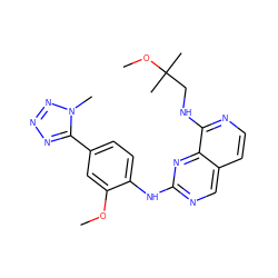 COc1cc(-c2nnnn2C)ccc1Nc1ncc2ccnc(NCC(C)(C)OC)c2n1 ZINC000224117171