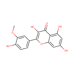 COc1cc(-c2oc3cc(O)cc(O)c3c(=O)c2O)ccc1O ZINC000000517261