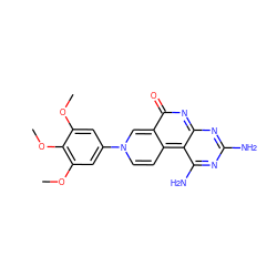 COc1cc(-n2ccc3c4c(N)nc(N)nc4nc(=O)c-3c2)cc(OC)c1OC ZINC000005888881