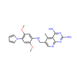 COc1cc(-n2cccc2)c(OC)cc1NCc1cnc2nc(N)nc(N)c2c1C ZINC000003814970