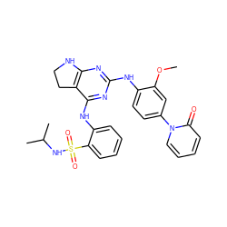 COc1cc(-n2ccccc2=O)ccc1Nc1nc2c(c(Nc3ccccc3S(=O)(=O)NC(C)C)n1)CCN2 ZINC000221674753