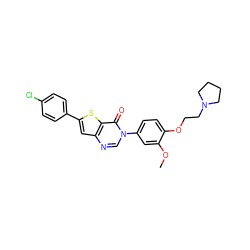 COc1cc(-n2cnc3cc(-c4ccc(Cl)cc4)sc3c2=O)ccc1OCCN1CCCC1 ZINC000003815899