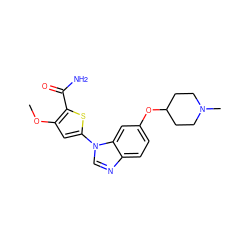 COc1cc(-n2cnc3ccc(OC4CCN(C)CC4)cc32)sc1C(N)=O ZINC000066104964