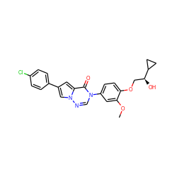 COc1cc(-n2cnn3cc(-c4ccc(Cl)cc4)cc3c2=O)ccc1OC[C@H](O)C1CC1 ZINC000140548795