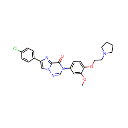 COc1cc(-n2cnn3cc(-c4ccc(Cl)cc4)nc3c2=O)ccc1OCCN1CCCC1 ZINC000140549872