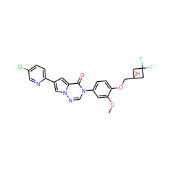 COc1cc(-n2cnn3cc(-c4ccc(Cl)cn4)cc3c2=O)ccc1OCC1(O)CC(F)(F)C1 ZINC000140506261