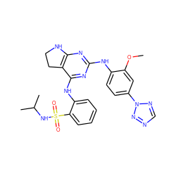 COc1cc(-n2ncnn2)ccc1Nc1nc2c(c(Nc3ccccc3S(=O)(=O)NC(C)C)n1)CCN2 ZINC000221666396