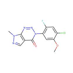 COc1cc(-n2nnc3c(cnn3C)c2=O)c(F)cc1Cl ZINC000098082350