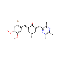 COc1cc(Br)c(/C=C2\C[C@@H](C)C/C(=C\c3nc(C)c(C)nc3C)C2=O)cc1OC ZINC001772609382