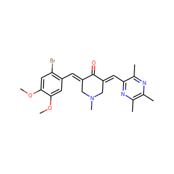 COc1cc(Br)c(/C=C2\CN(C)C/C(=C\c3nc(C)c(C)nc3C)C2=O)cc1OC ZINC001772656379