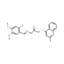 COc1cc(Br)c(/C=N/NC(=O)CSc2cc(C)nc3ccccc23)cc1OC ZINC000072139771