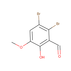 COc1cc(Br)c(Br)c(C=O)c1O ZINC000002168927