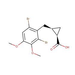 COc1cc(Br)c(C[C@H]2C[C@H]2C(=O)O)c(Br)c1OC ZINC001772594131