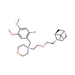 COc1cc(Br)c(C[N+]2(CCOCC[C@H]3CC[C@H]4C[C@H]3C4(C)C)CCOCC2)cc1OC ZINC000101210593