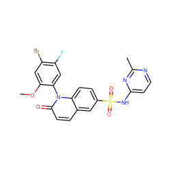 COc1cc(Br)c(F)cc1-n1c(=O)ccc2cc(S(=O)(=O)Nc3ccnc(C)n3)ccc21 ZINC001772570278