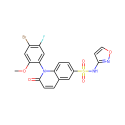 COc1cc(Br)c(F)cc1-n1c(=O)ccc2cc(S(=O)(=O)Nc3ccon3)ccc21 ZINC001772653615