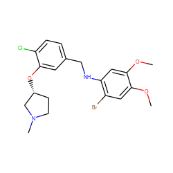 COc1cc(Br)c(NCc2ccc(Cl)c(O[C@@H]3CCN(C)C3)c2)cc1OC ZINC000095605864