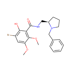 COc1cc(Br)c(O)c(C(=O)NC[C@H]2CCCN2Cc2ccccc2)c1OC ZINC000013820615