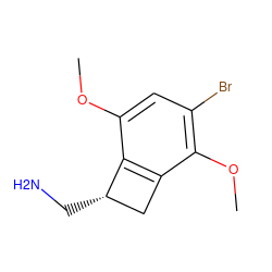 COc1cc(Br)c(OC)c2c1[C@@H](CN)C2 ZINC000013831237