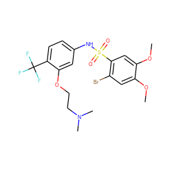 COc1cc(Br)c(S(=O)(=O)Nc2ccc(C(F)(F)F)c(OCCN(C)C)c2)cc1OC ZINC000095603850