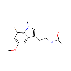 COc1cc(Br)c2c(c1)c(CCNC(C)=O)cn2C ZINC000028815160