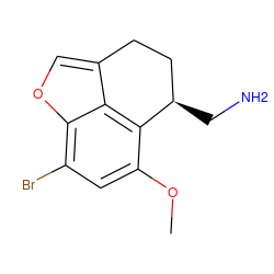 COc1cc(Br)c2occ3c2c1[C@H](CN)CC3 ZINC000013525306