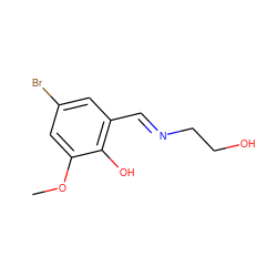 COc1cc(Br)cc(/C=N/CCO)c1O ZINC000169699746