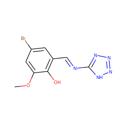 COc1cc(Br)cc(/C=N/c2nnn[nH]2)c1O ZINC000169699744