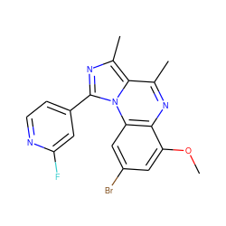 COc1cc(Br)cc2c1nc(C)c1c(C)nc(-c3ccnc(F)c3)n12 ZINC000653784980