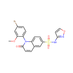 COc1cc(Br)ccc1-n1c(=O)ccc2cc(S(=O)(=O)Nc3ccon3)ccc21 ZINC001772639853
